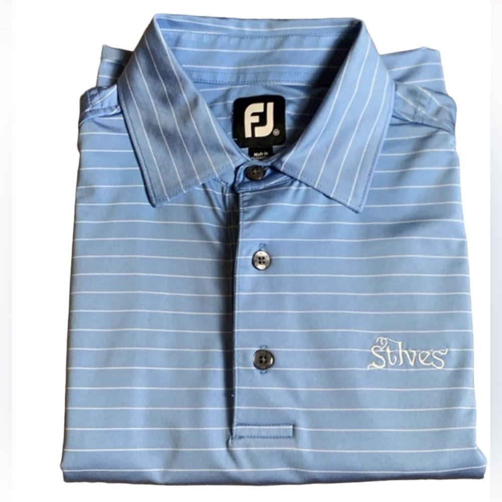 FootJoy blue and white stripe golf polo St. Ives Golf Size Medium